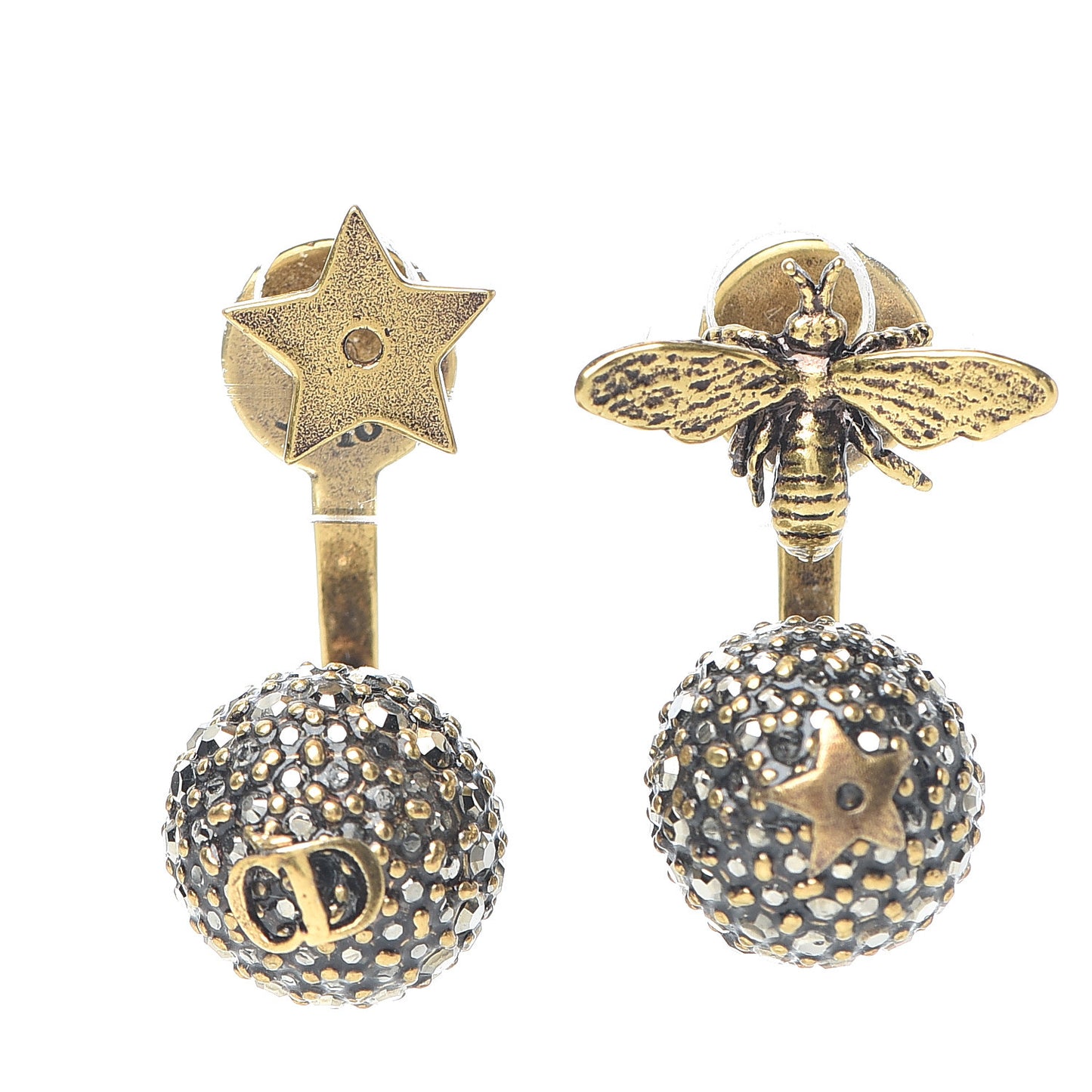 Metal Bee Star Tribale Earrings Aged Gold