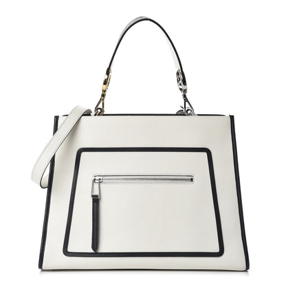 Fendi Vitello Century Opaco F is Fendi Bi-Color Regular Runaway Satchel White Ice Black 1 of 12