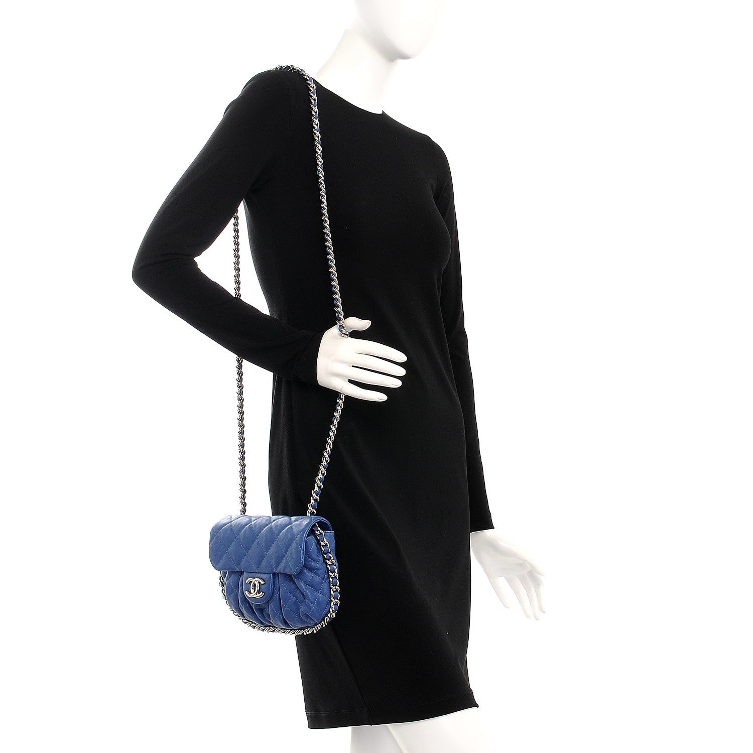 Chanel Washed Lambskin Quilted Mini Chain Around Flap Blue 2 of 9