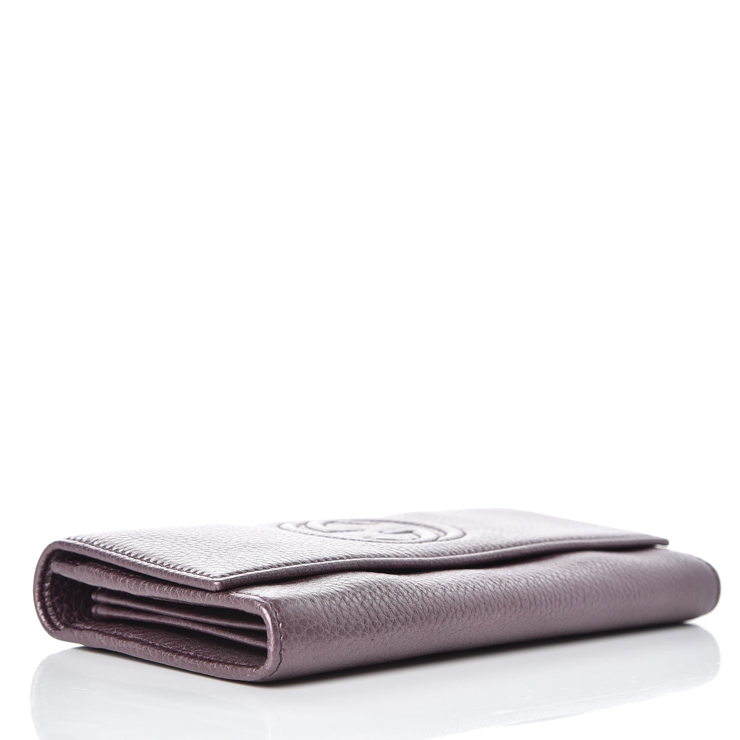 Gucci Metallic Pebbled Calfskin Large Soho Continental Wallet Purple 4 of 8