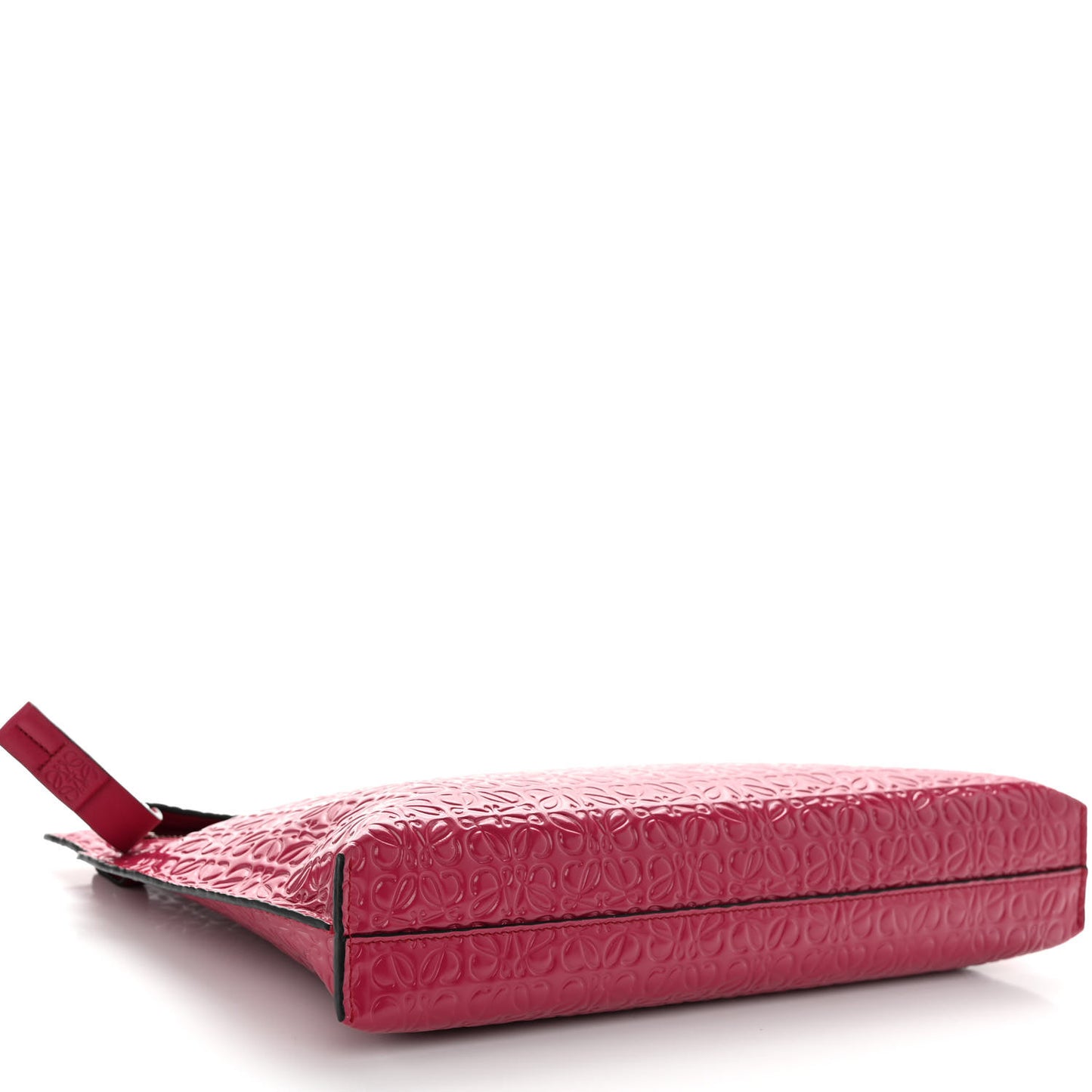 Calfskin Embossed Repeat T Pouch Raspberry