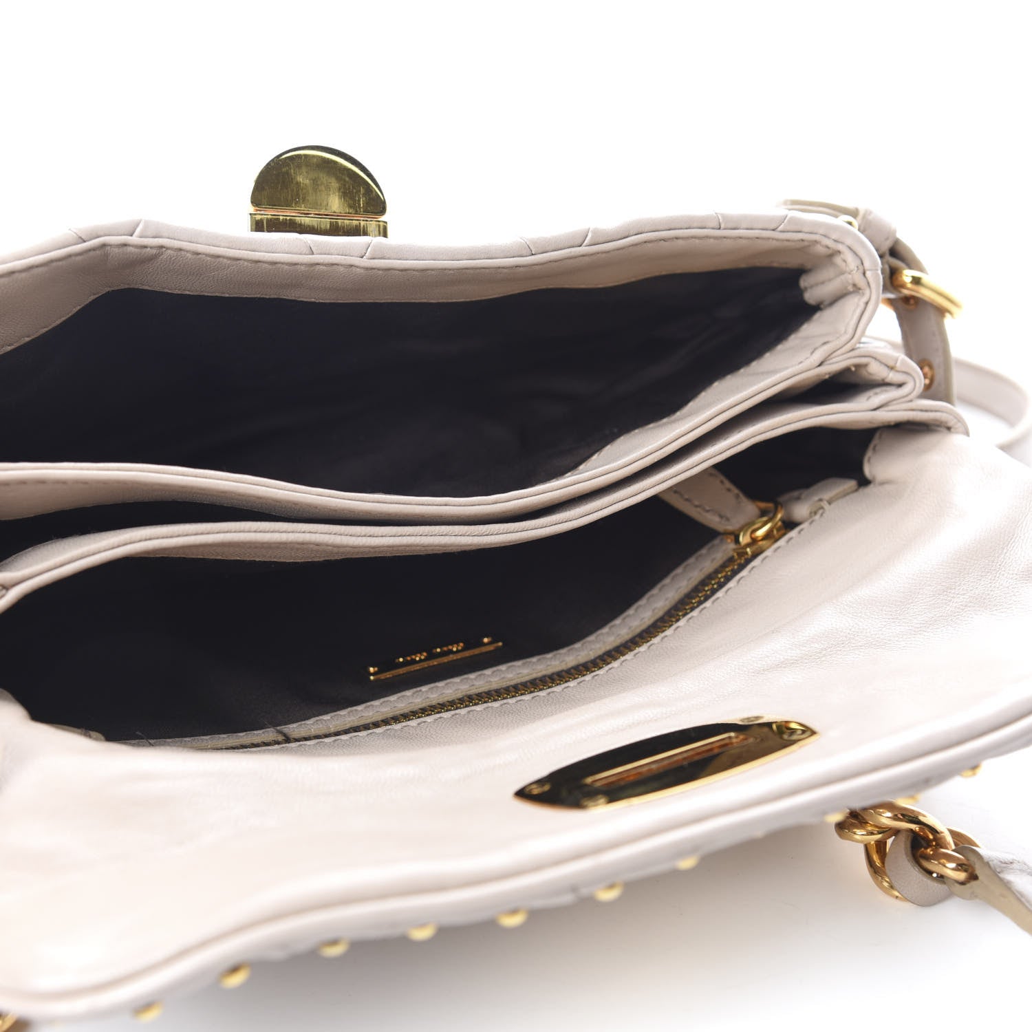 Miu Miu Nappa Quilted Studded Shoulder Bag Calce 5 of 18