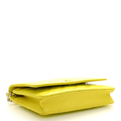 Chanel Patent Quilted Wallet On Chain WOC Yellow 4 of 12