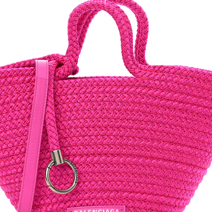 Balenciaga Nylon Lambskin Woven Small Ibiza Basket With Strap Lipstick Pink 9 of 11