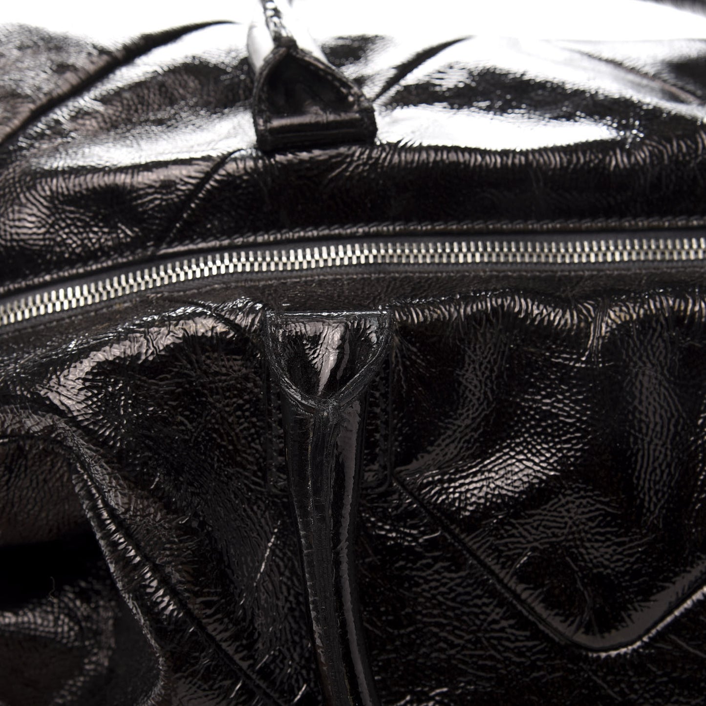 Textured Patent Easy Y Bag Black