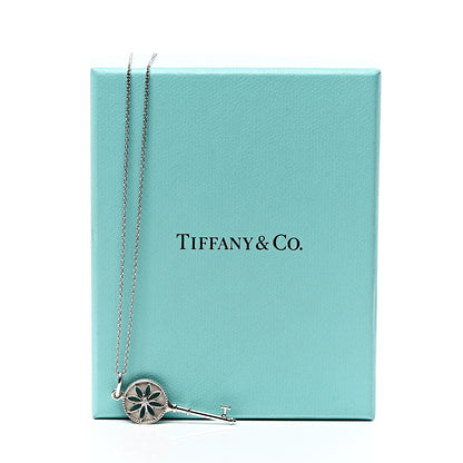 Tiffany Sterling Silver Diamond Small Daisy Key Pendant Necklace 6 of 6
