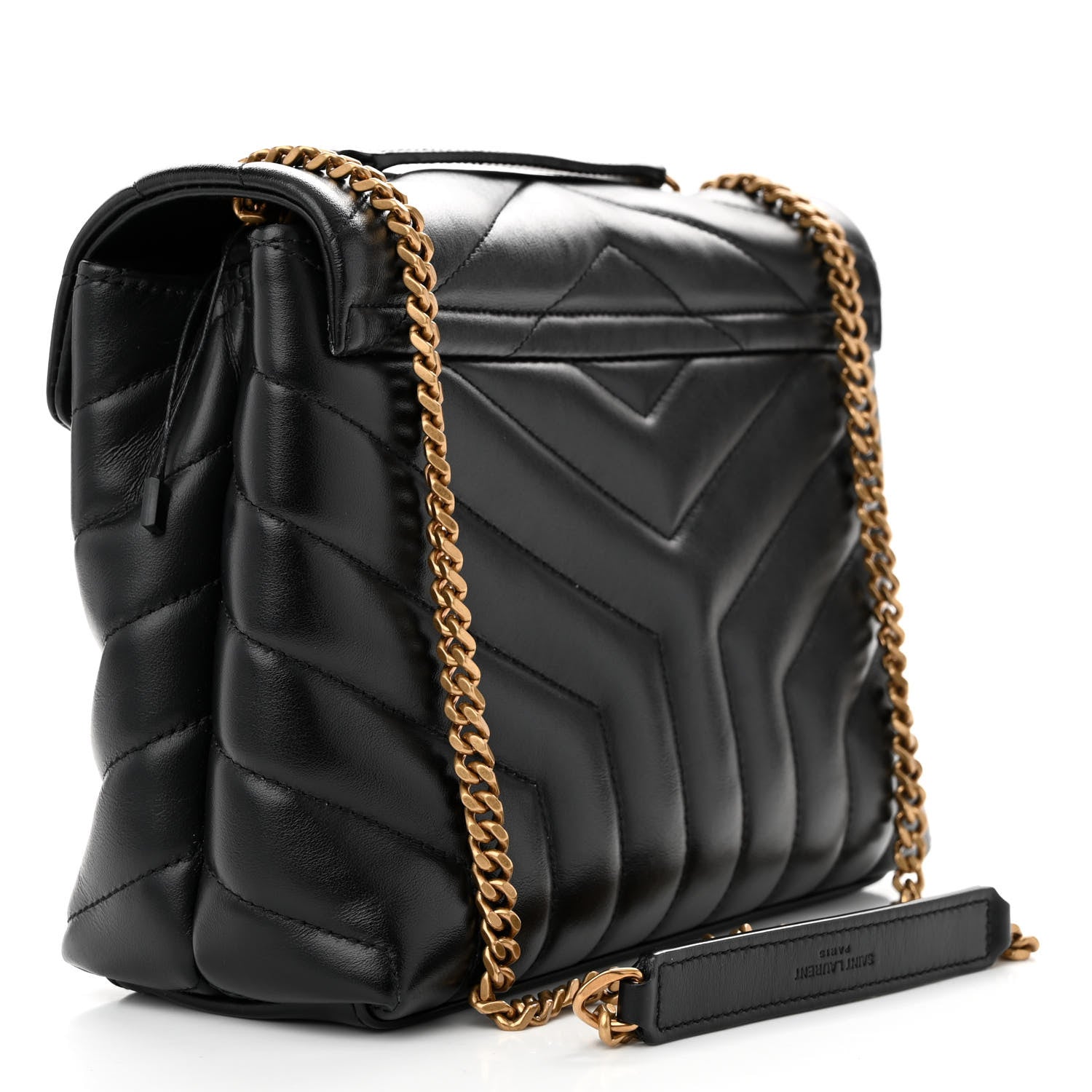 Saint Laurent Calfskin Y Quilted Monogram Small Loulou Chain Satchel Black 3 of 14