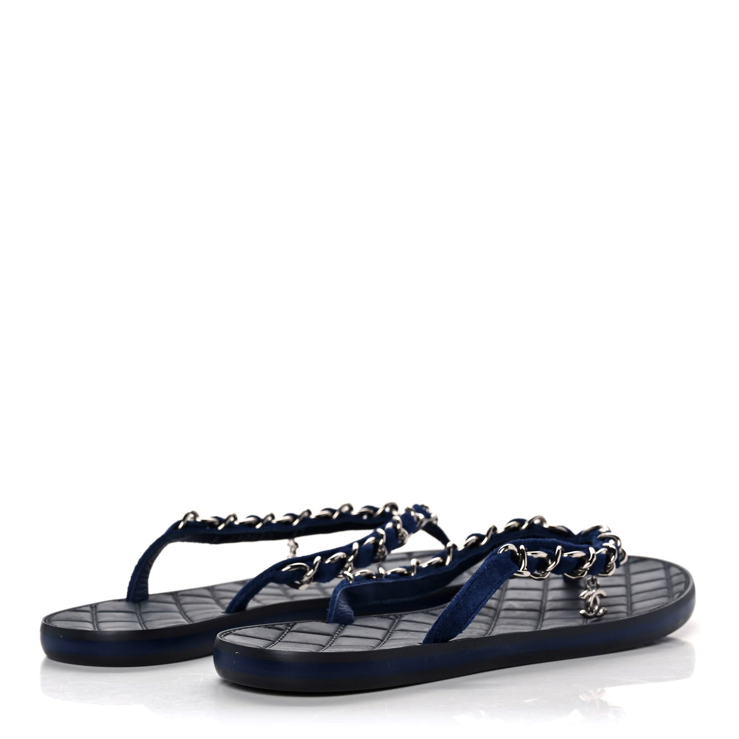 Cotton Terrycloth Thong Sandals 37 Blue