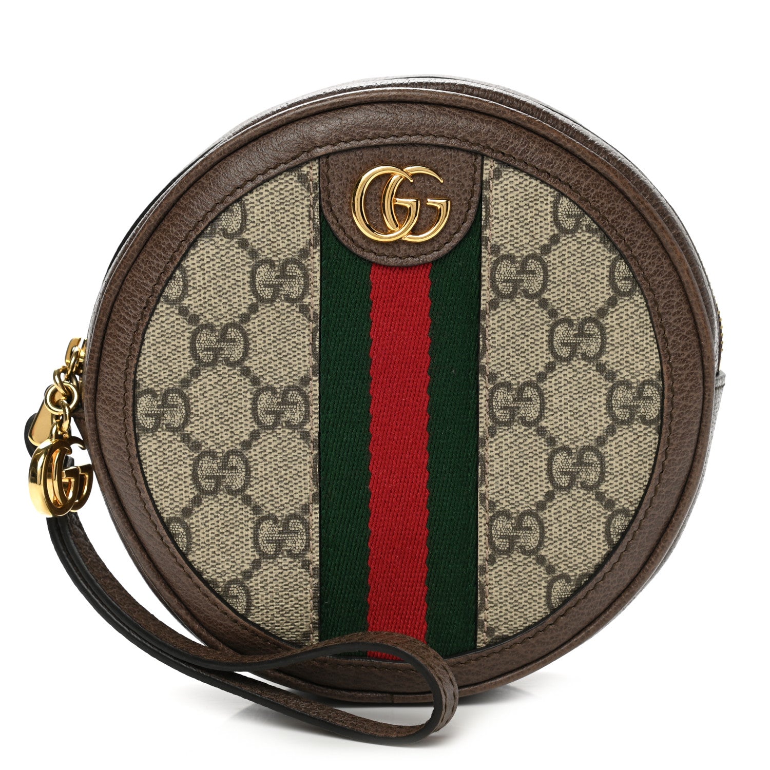 Gucci GG Supreme Monogram Web Ophidia Circle Wristlet Beige New Acero 1 of 7