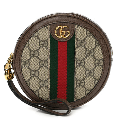 Gucci GG Supreme Monogram Web Ophidia Circle Wristlet Beige New Acero 1 of 7