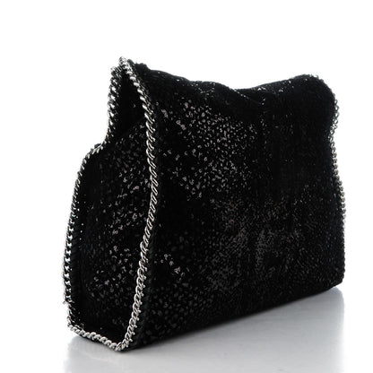 Stella McCartney Sequin Velvet Large Falabella Tote Black 3 of 8