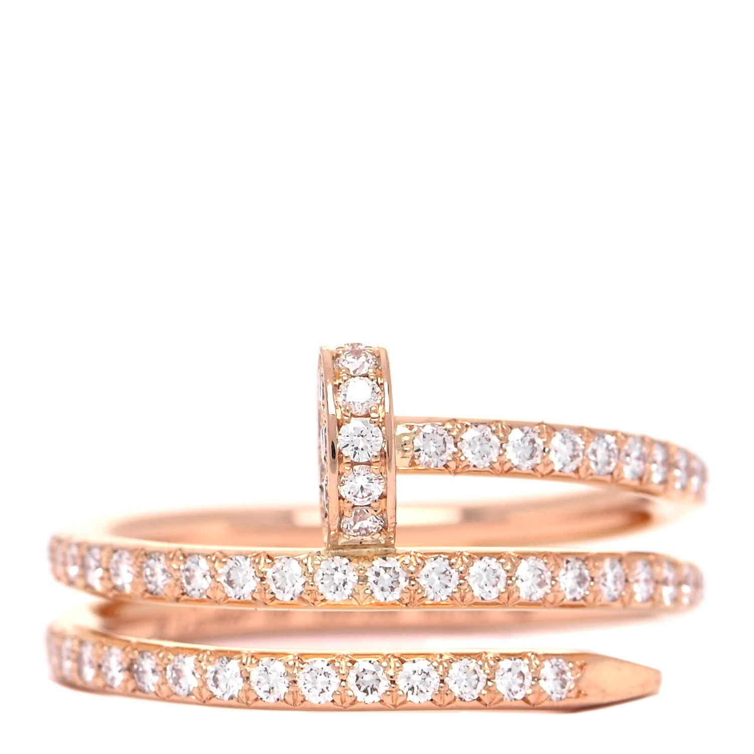 Cartier 18K Pink Gold Diamond Double Juste Un Clou Paved Ring 49 4.75 2 of 16