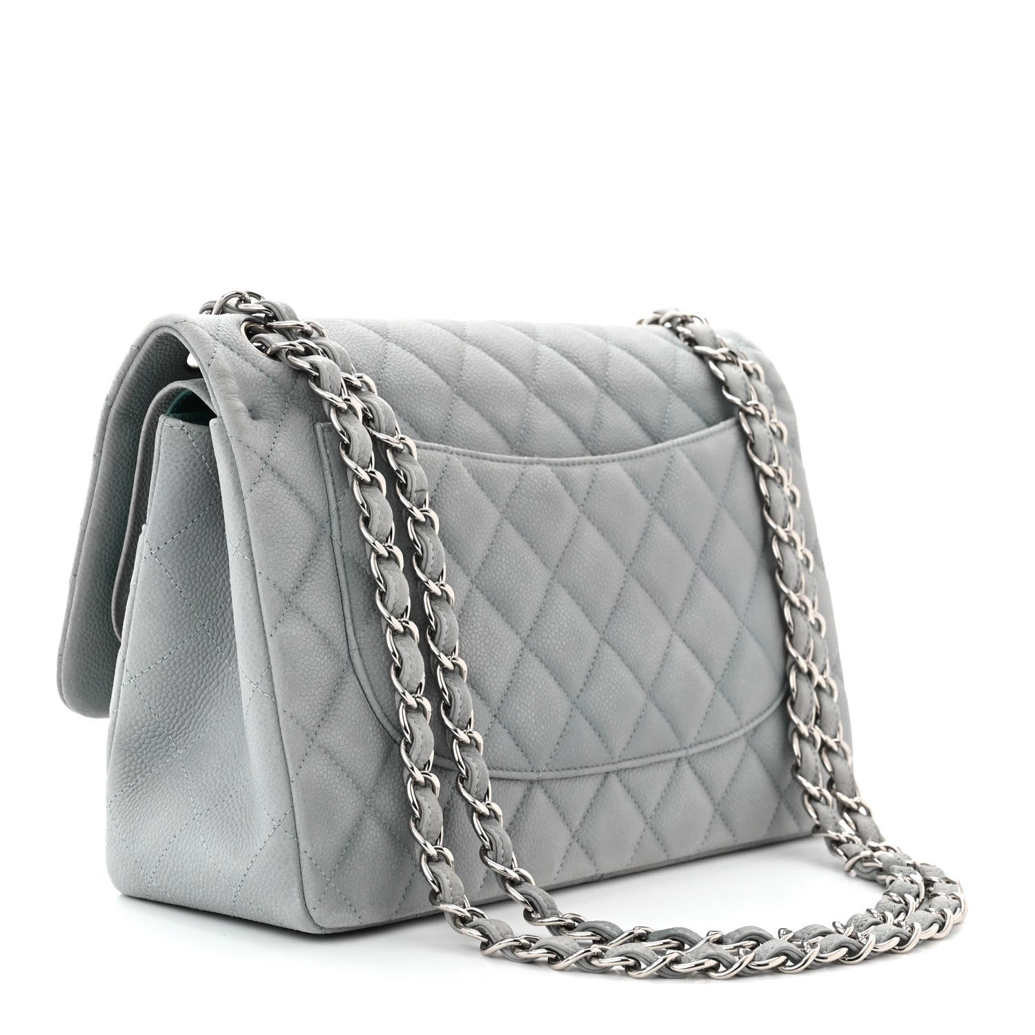 Chanel Iridescent Caviar Quilted Jumbo Double Flap Light Blue 3 of 12