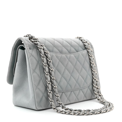 Chanel Iridescent Caviar Quilted Jumbo Double Flap Light Blue 3 of 12