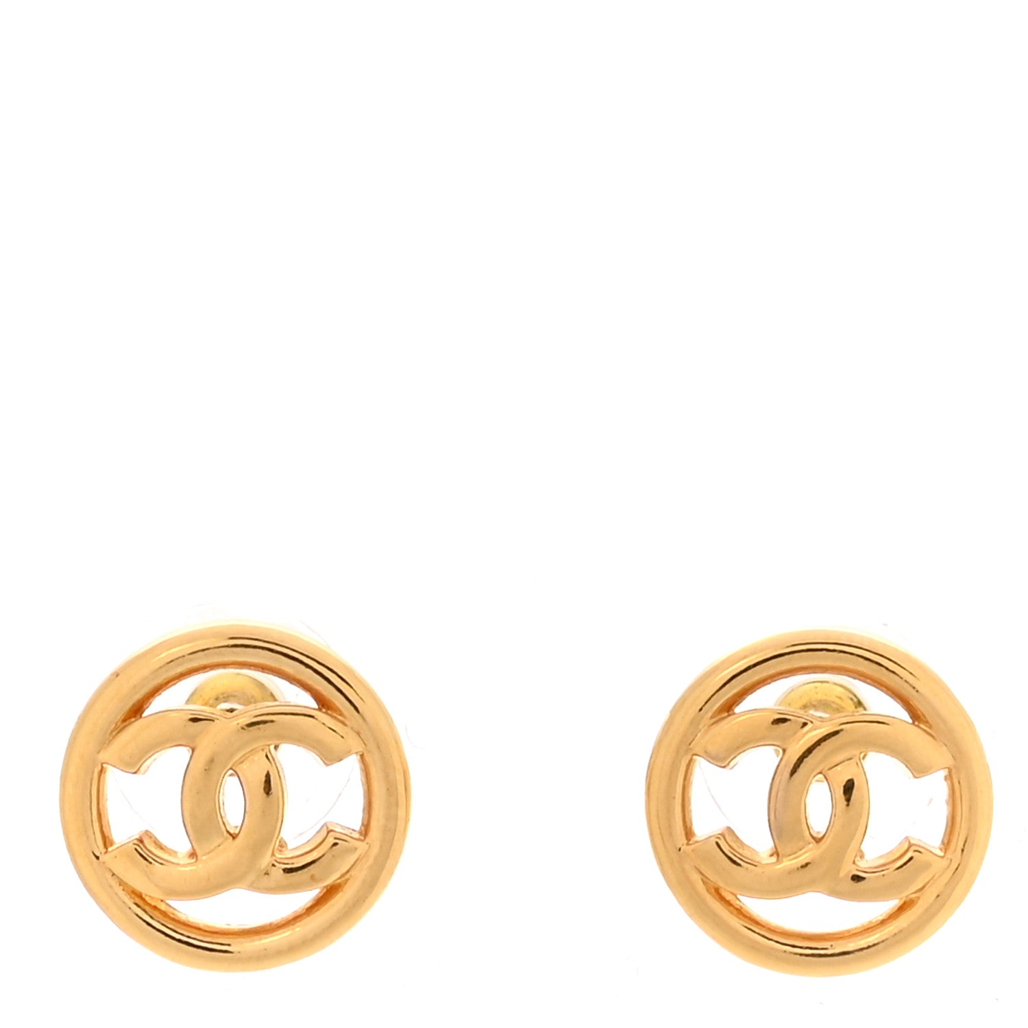 Chanel CC Round Earrings Gold 1 of 5