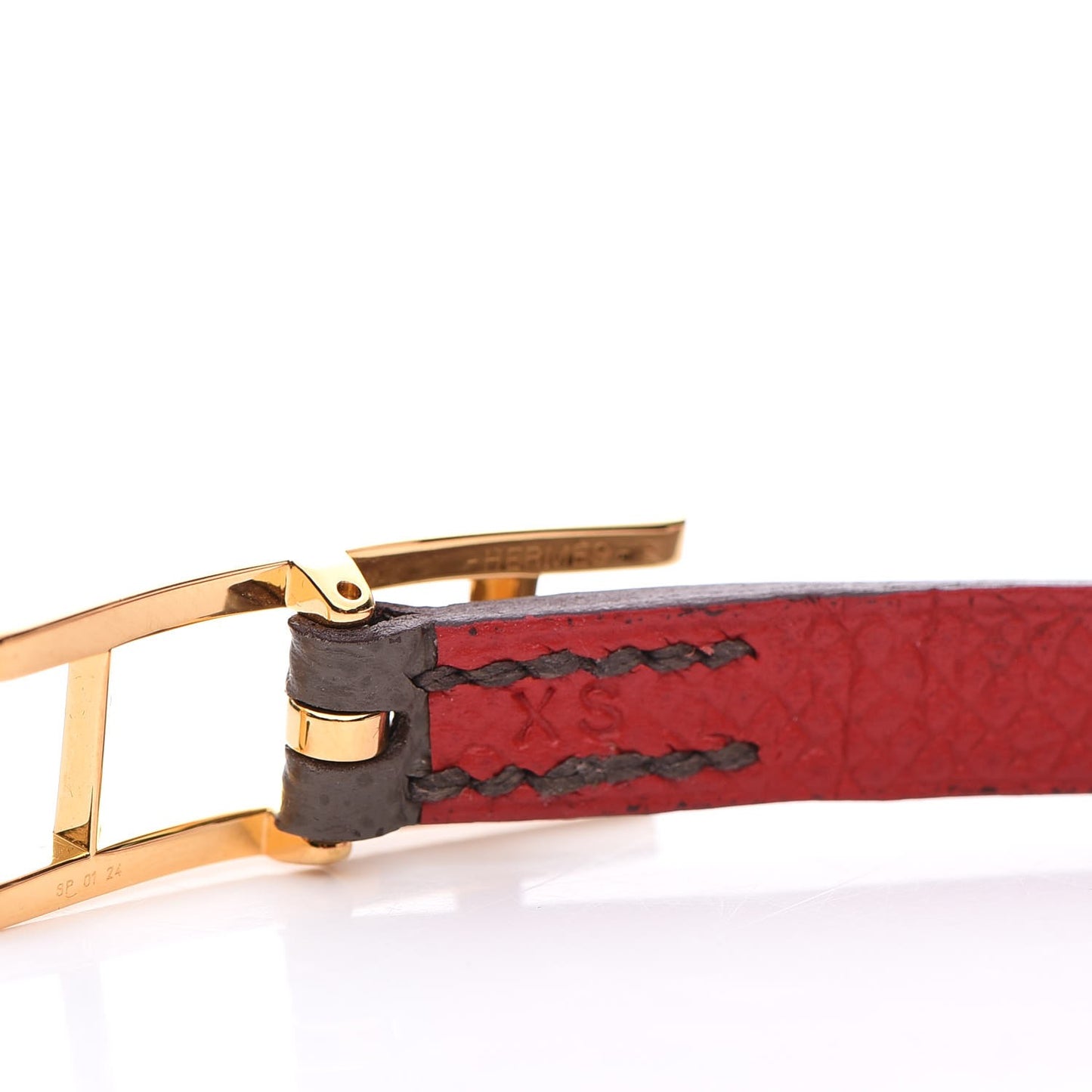 Epsom Behapi Double Tour Bracelet XS Rouge Casaque Etain