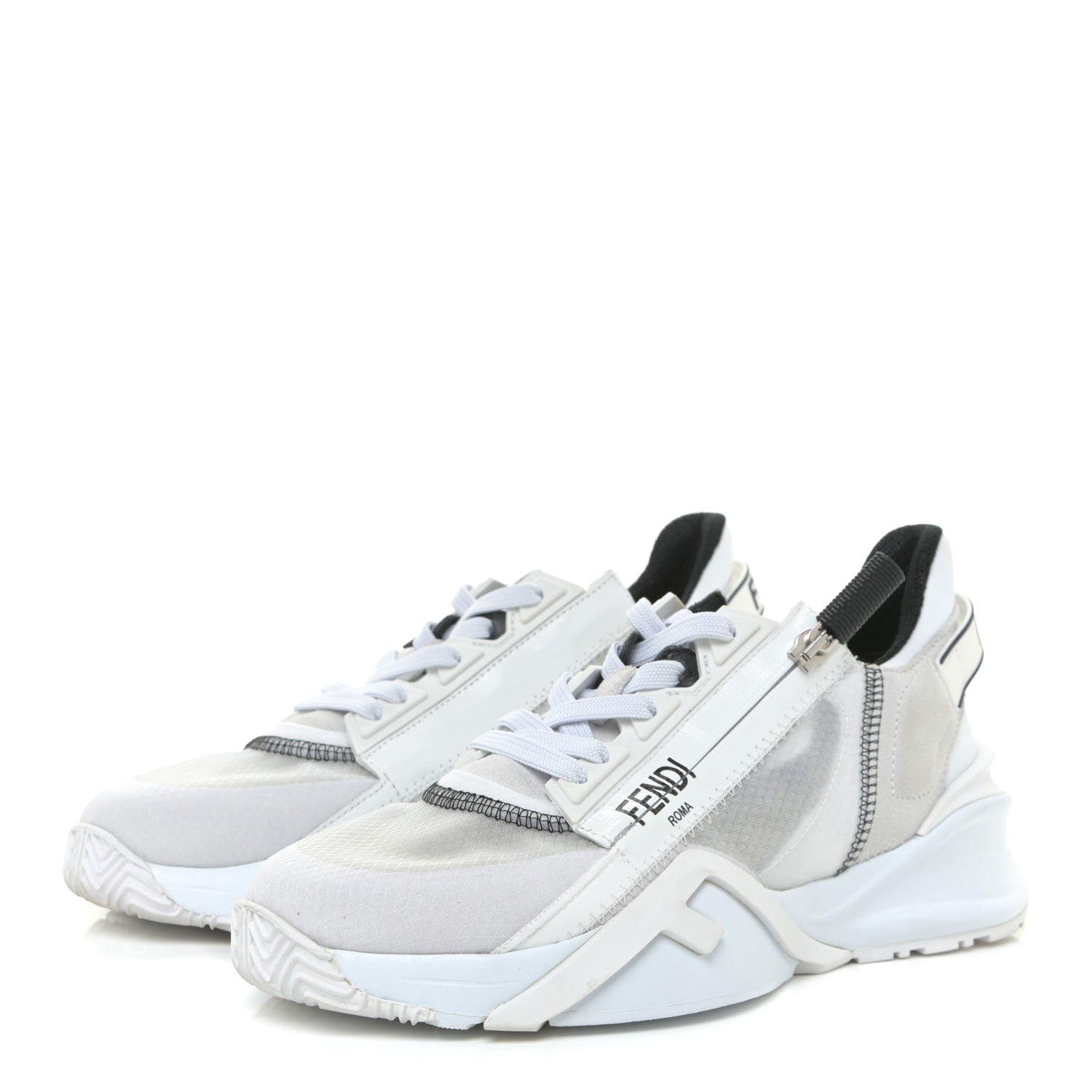 Fendi Nylon Suede Transparent Fendi Flow Low Top Sneakers 36 White 3 of 16