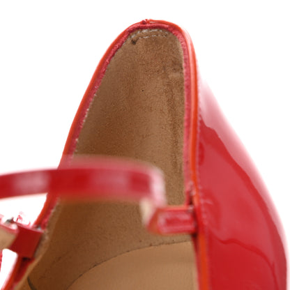 Christian Louboutin Patent V Neck 120 Pumps 38 Rouge Lipstick 11 of 14
