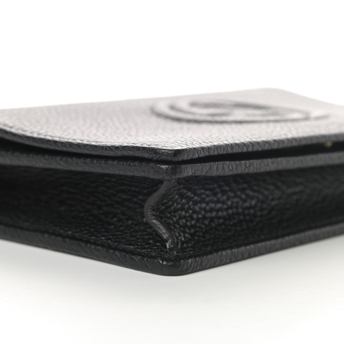 Pebbled Calfskin Soho Wallet on Chain Black