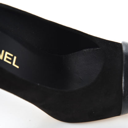 Chanel Suede Cap Toe CC Pumps 38 Black 14 of 18