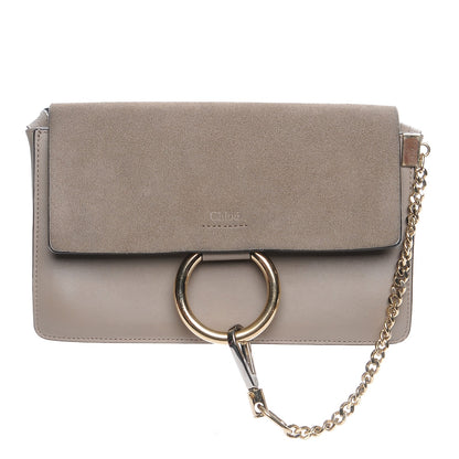 Chloe Suede Calfskin Small Faye Shoulder Bag Motty Grey 1 of 8