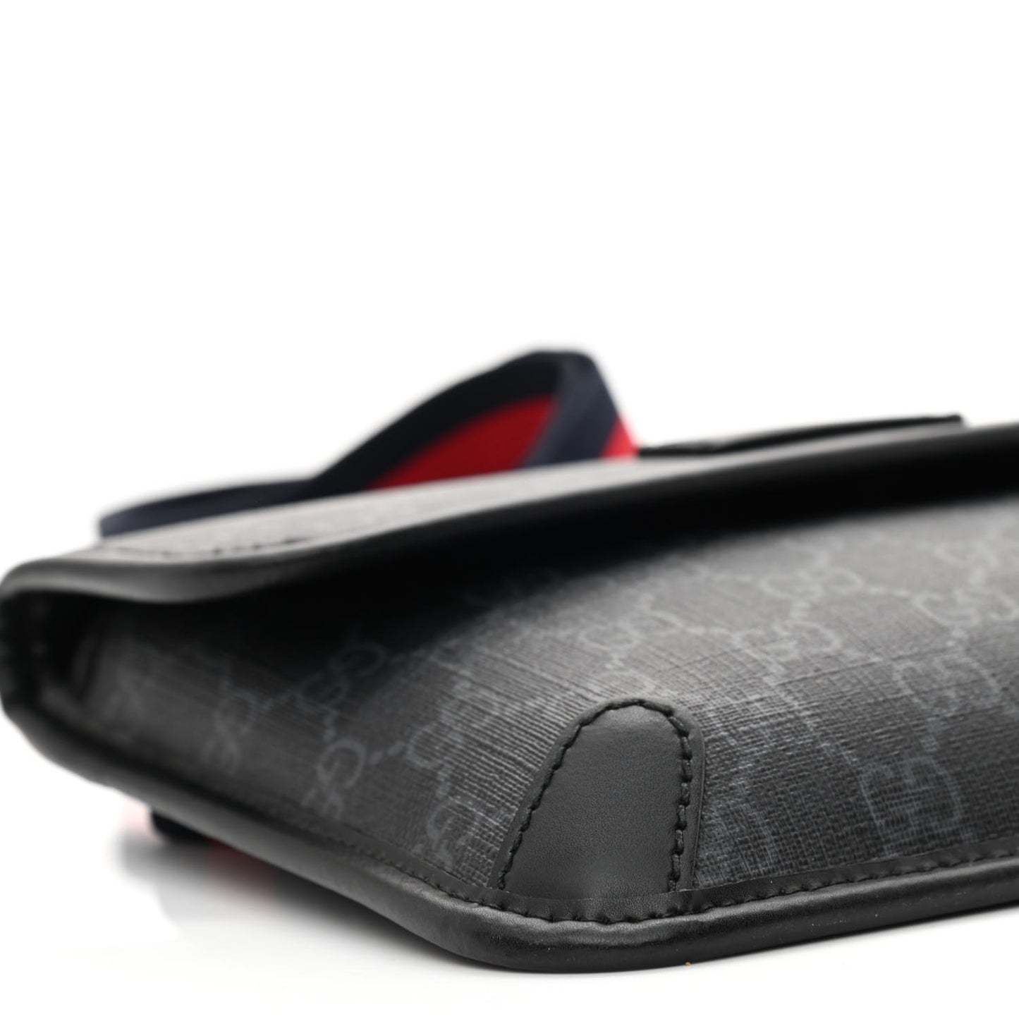 GG Supreme Monogram Web Slim Belt Bag Black Grey