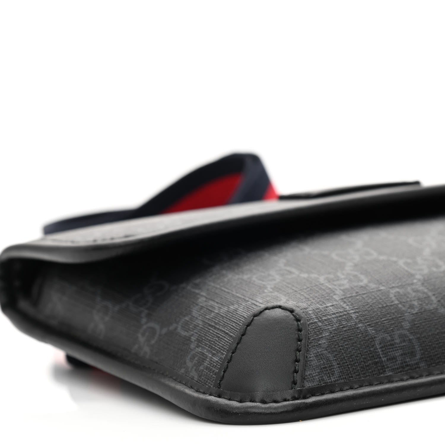 Gucci GG Supreme Monogram Web Slim Belt Bag Black Grey 9 of 11