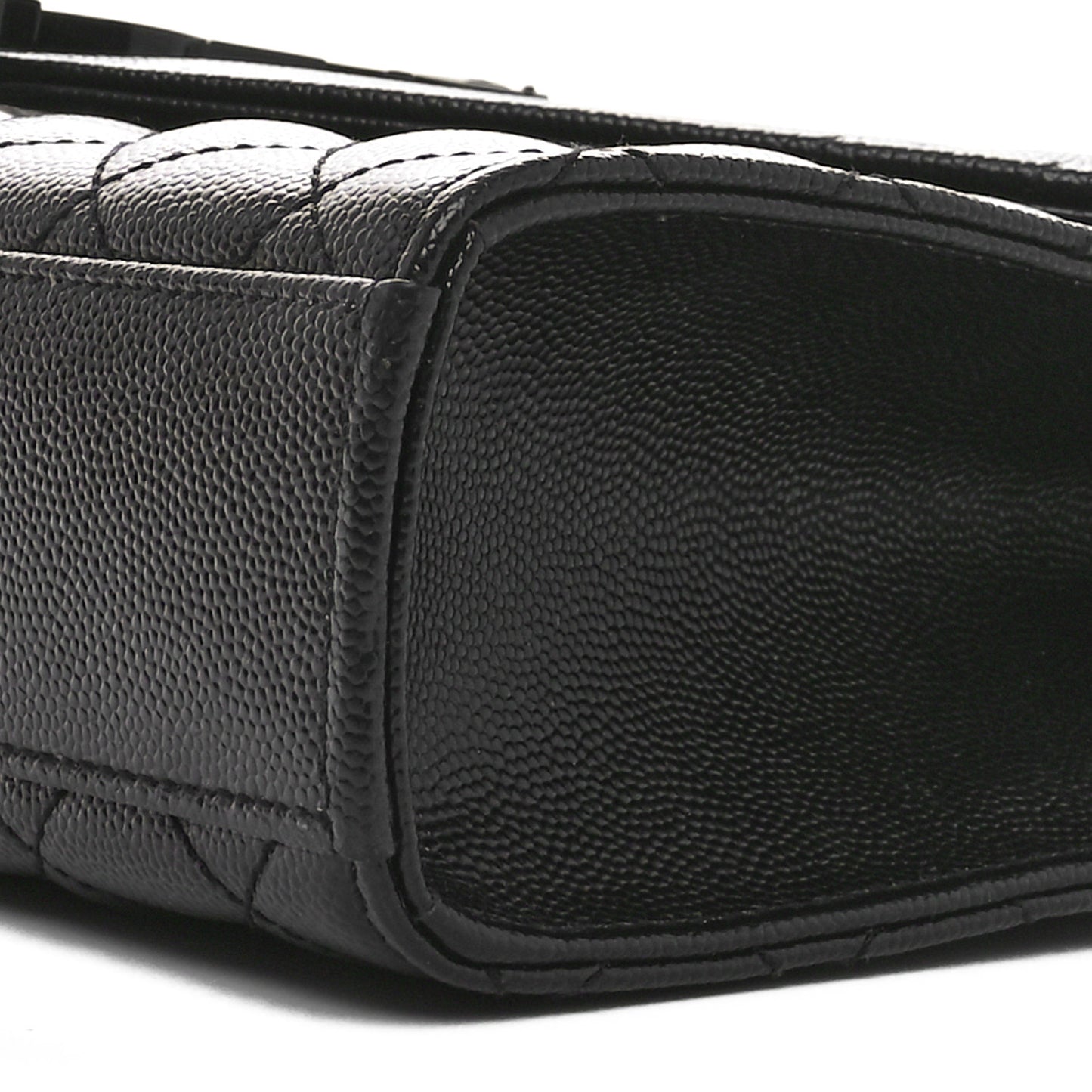 Grain De Poudre Textured Mixed Matelasse Triquilt Medium Monogram Monochrome Satchel Black