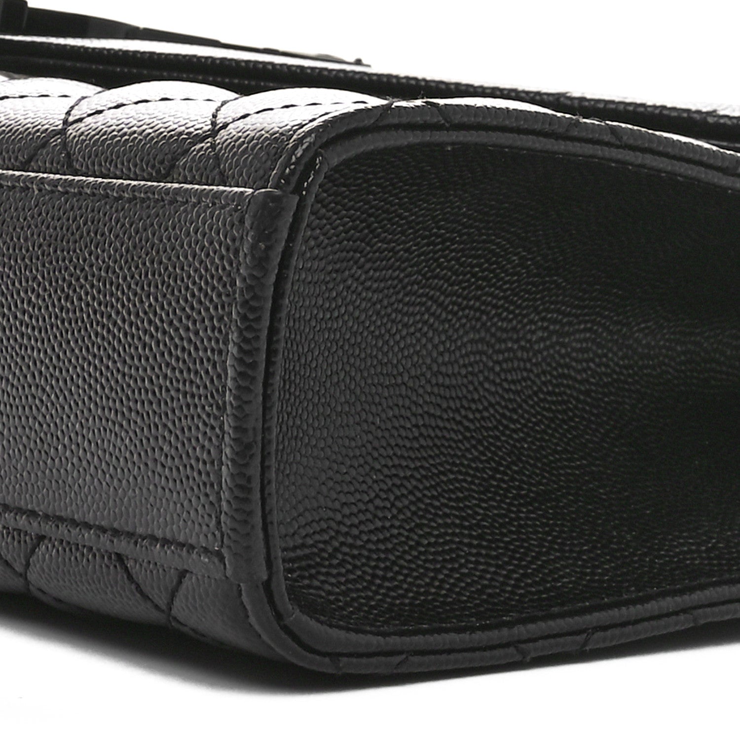 Saint Laurent Grain De Poudre Textured Mixed Matelasse Triquilt Medium Monogram Monochrome Satchel Black 9 of 9