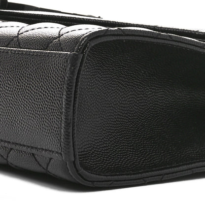 Saint Laurent Grain De Poudre Textured Mixed Matelasse Triquilt Medium Monogram Monochrome Satchel Black 9 of 9