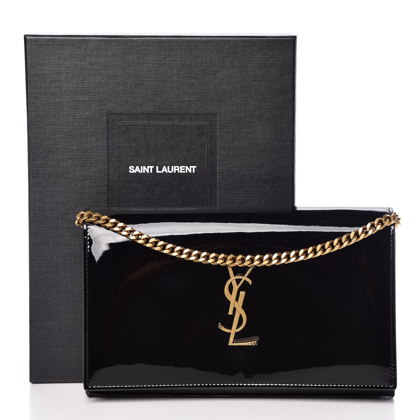 Patent Calfskin Monogram Kate Wallet On Chain Black