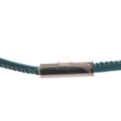 Hermes Swift Palladium Grand Loop Pendant Necklace Bleu Paon 6 of 7