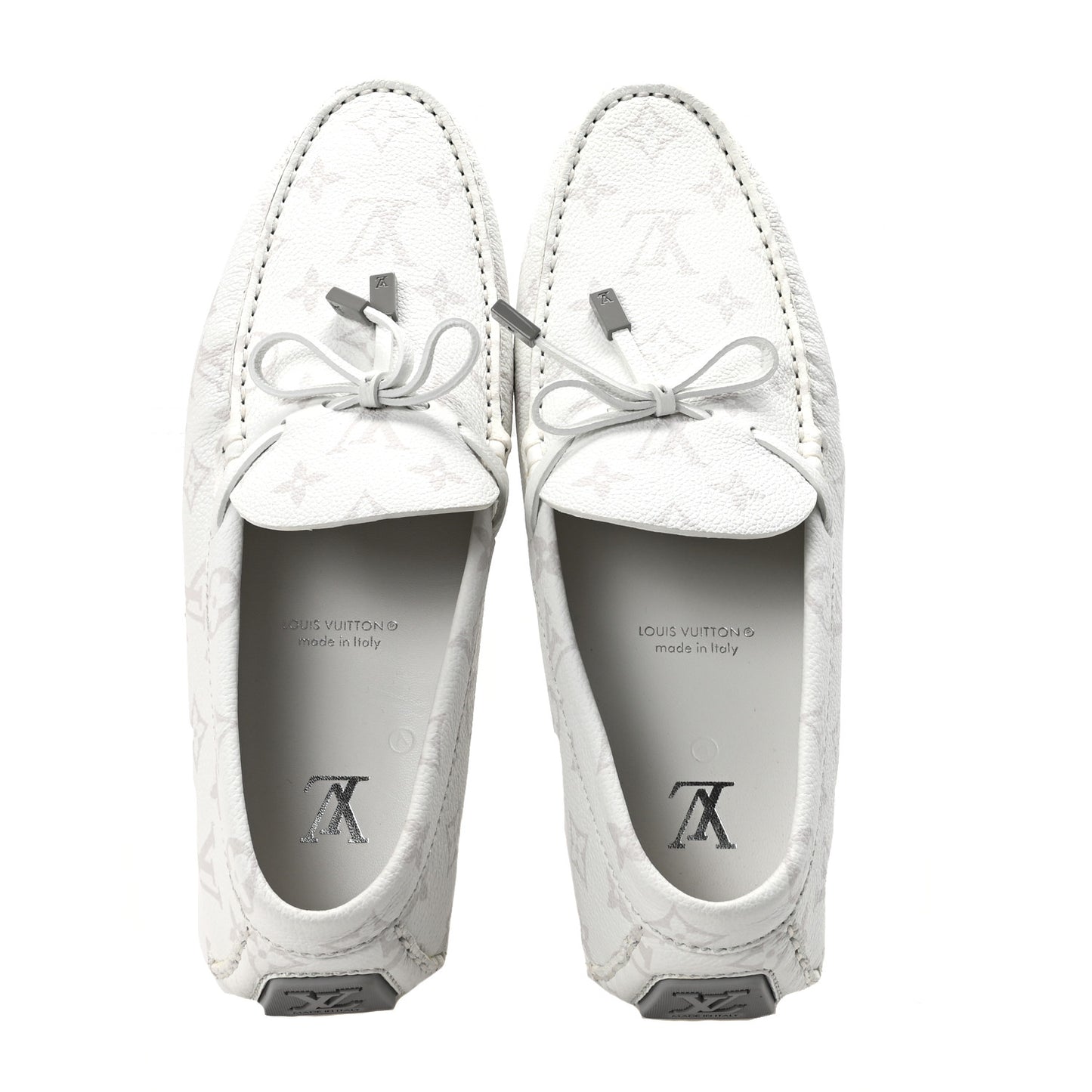 Monogram LV Driver Moccasin Loafers 7.5 White