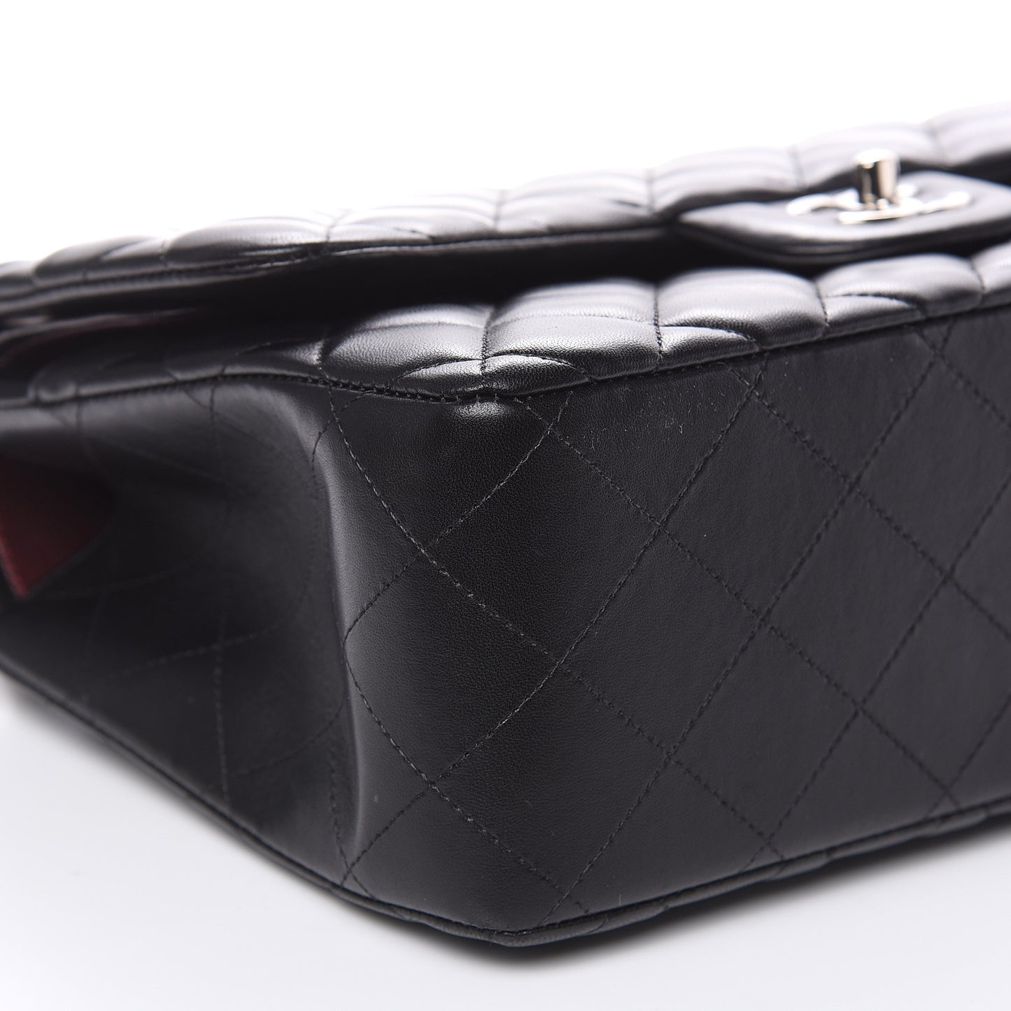 Lambskin Quilted Jumbo Double Flap Black