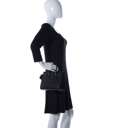 Saint Laurent Calfskin Crocodile Embossed Nano Sac De Jour Black 3 of 15