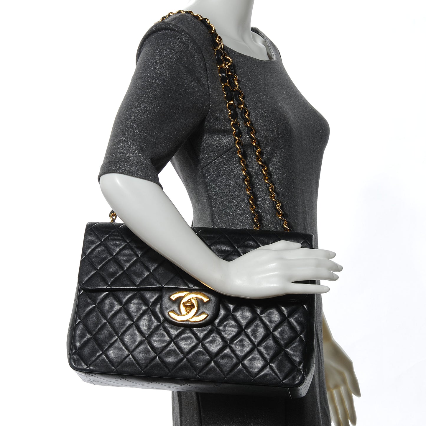 Lambskin XL Jumbo Flap Black