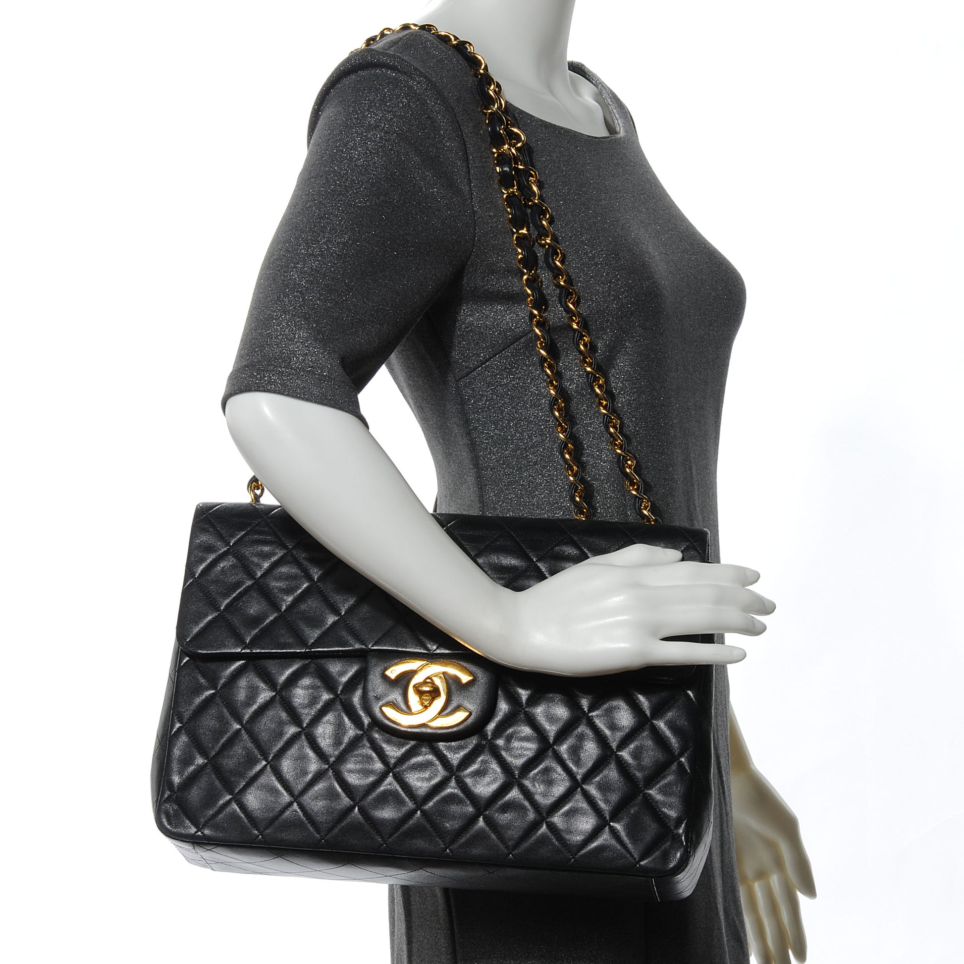 Chanel Lambskin XL Jumbo Flap Black 2 of 7