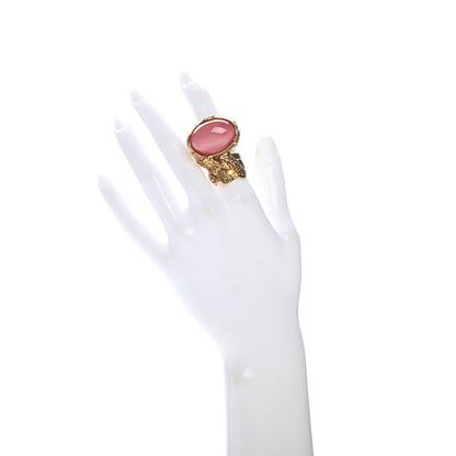 Saint Laurent Glass Cabochon Arty Ovale Ring 6 Gold Pink 2 of 5