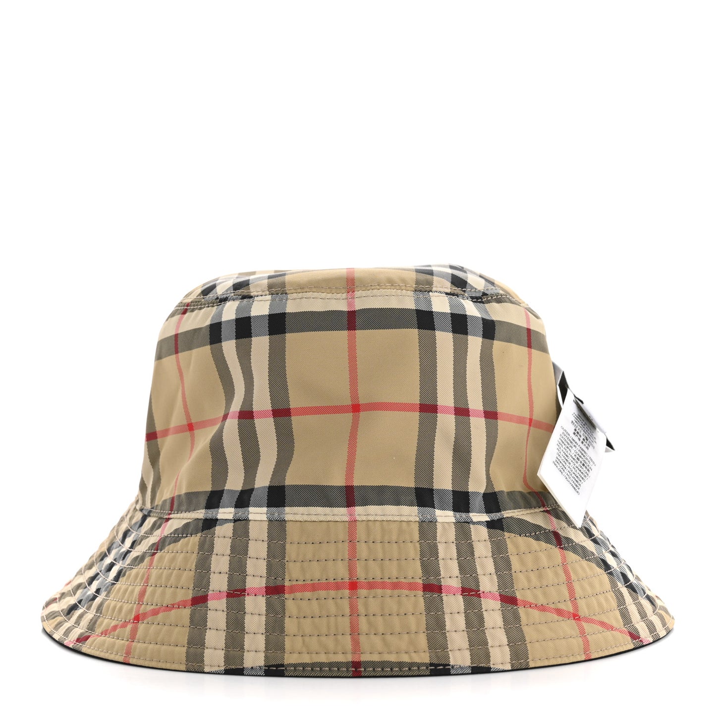 Cotton Gabardine Vintage Check Reversible Bucket Hat M Black Sand