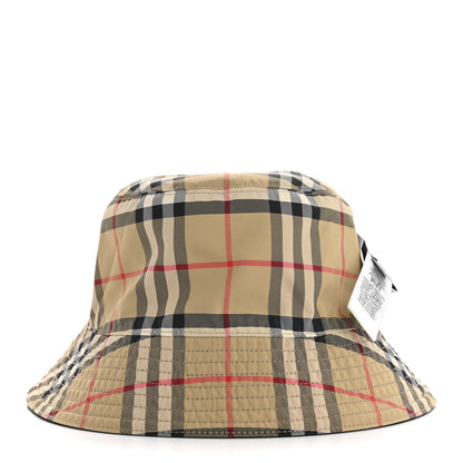 Burberry Cotton Gabardine Vintage Check Reversible Bucket Hat M Black Sand 7 of 14