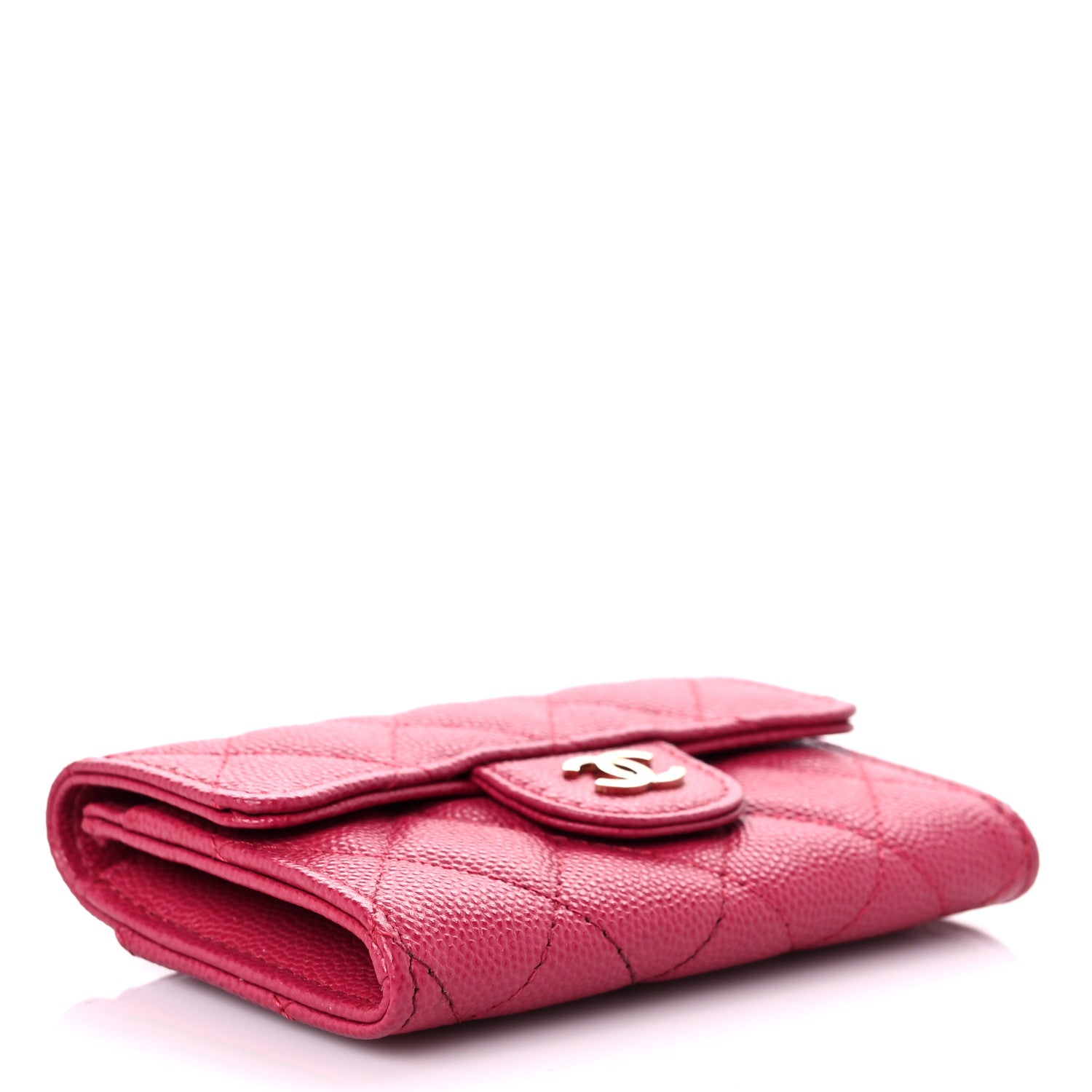 Chanel Caviar Quilted Flap Card Holder Wallet Dark Pink 5 of 10