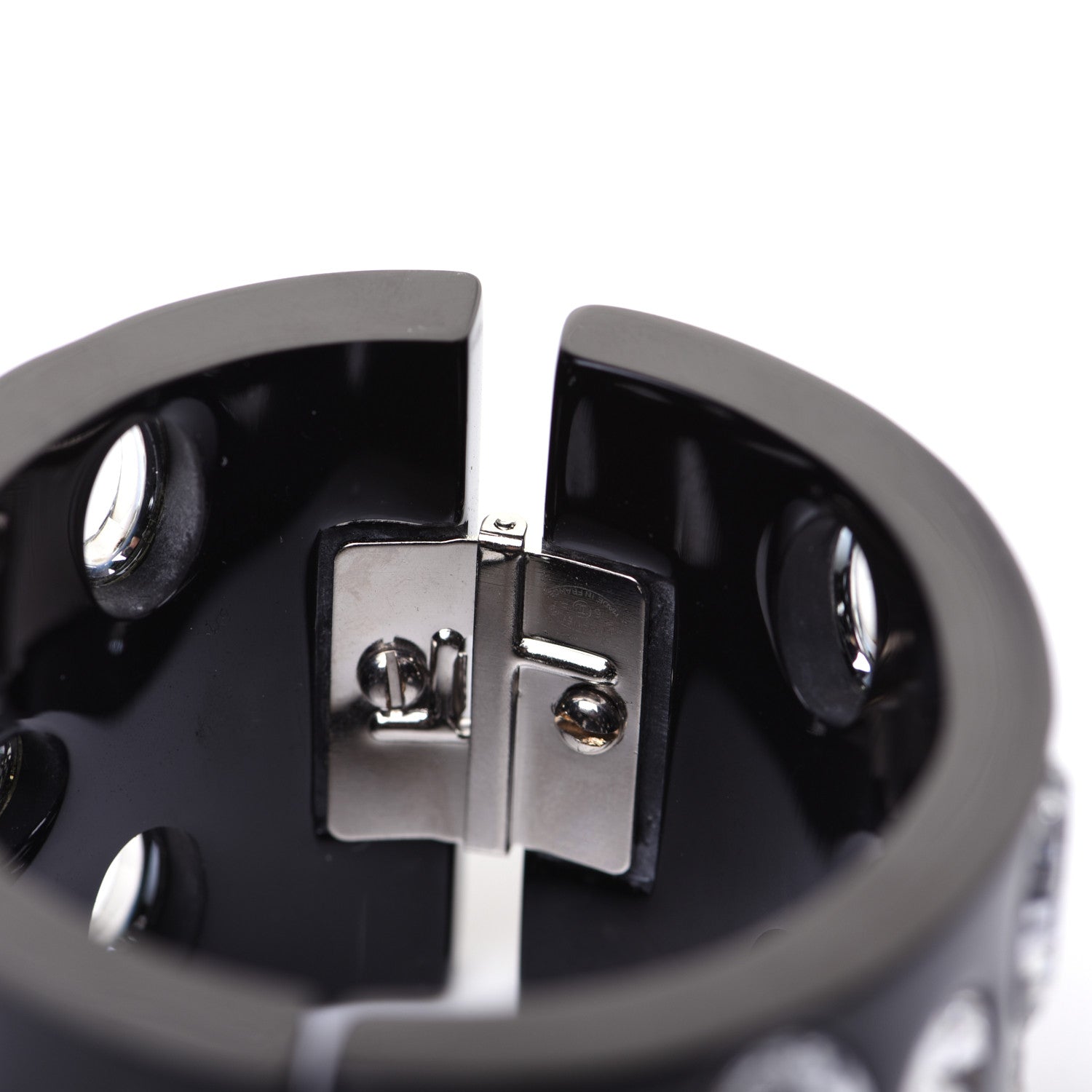 Chanel Resin Crystal CC Cuff Black 5 of 10