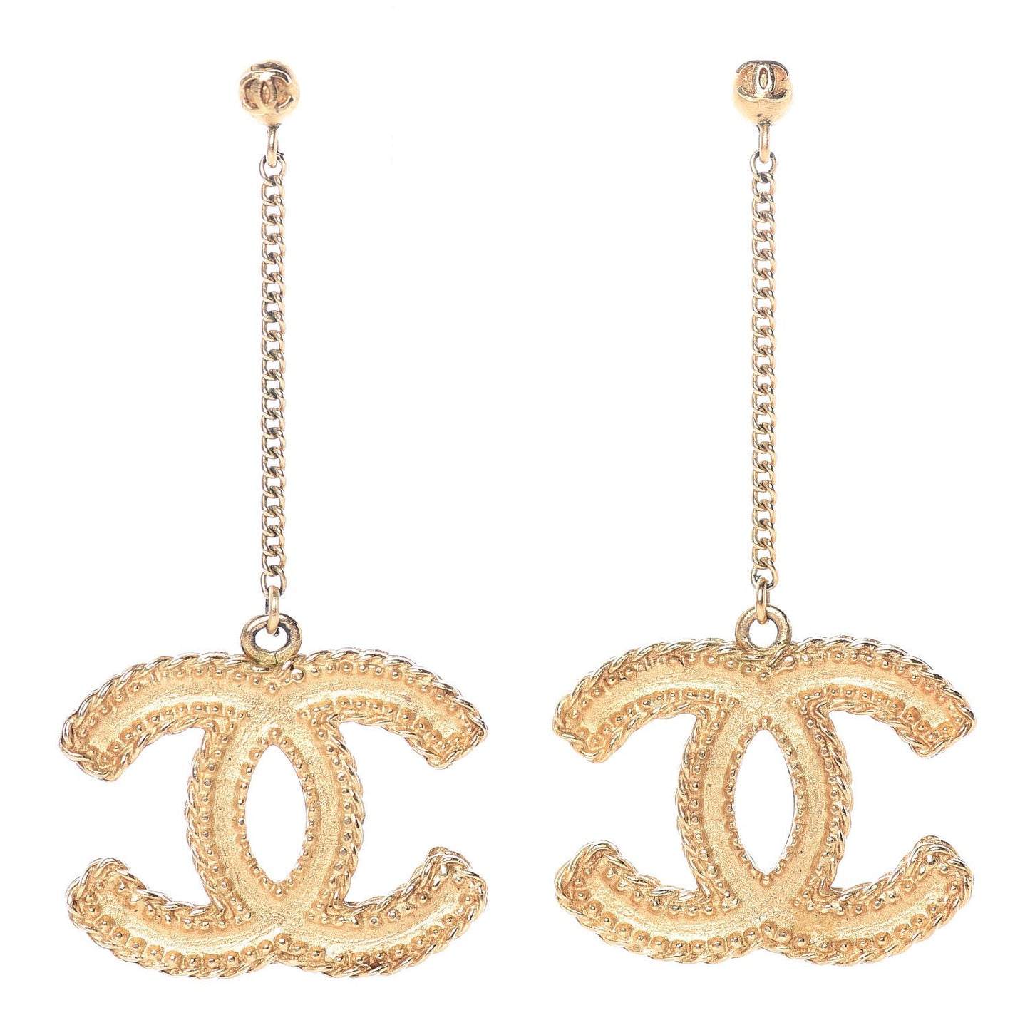 CC Drop Earrings Matte Gold