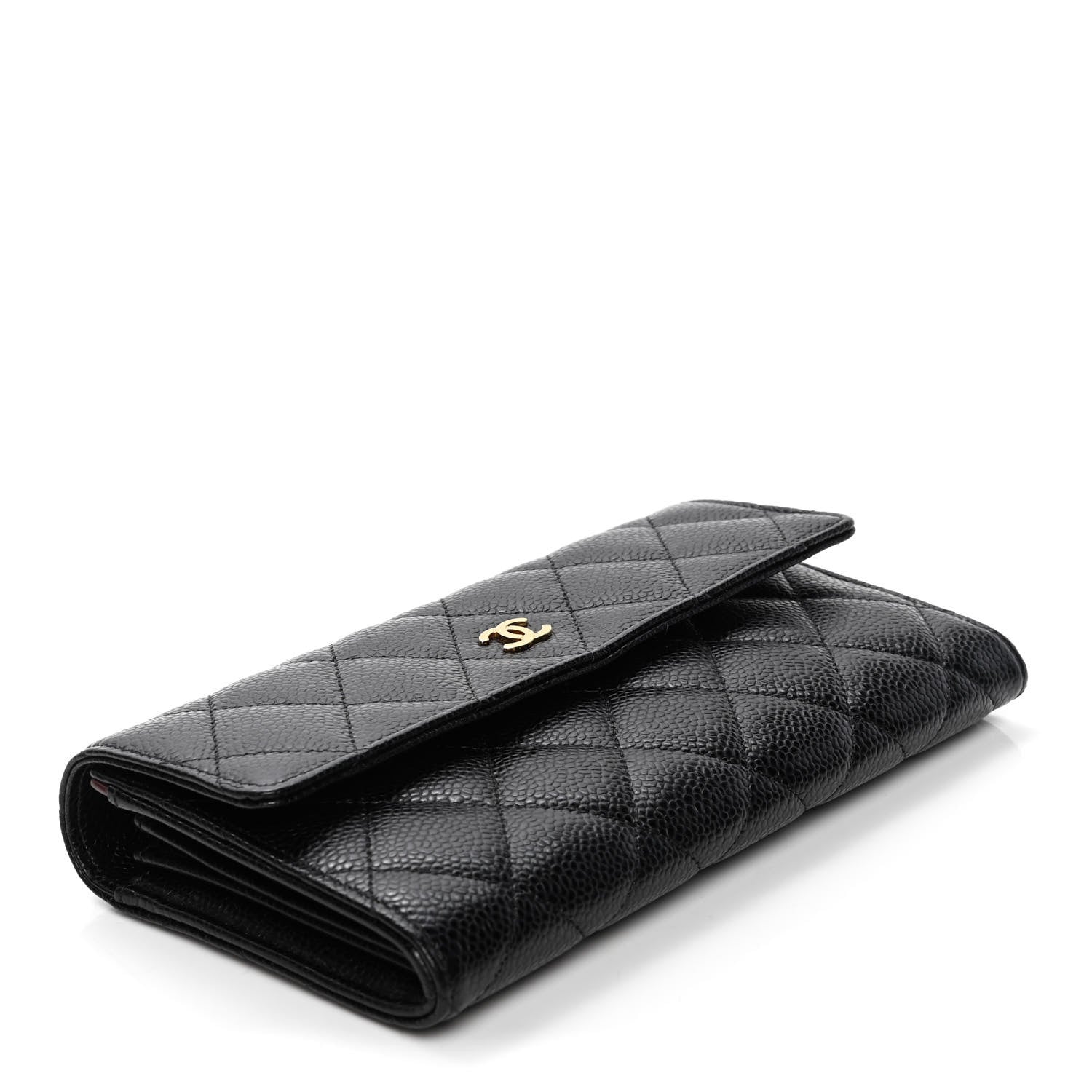 Chanel Caviar Quilted Large Gusset Flap Wallet Black 3 of 4