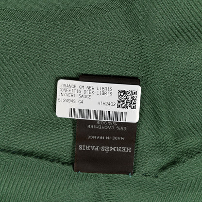 Hermes Cashmere Silk New Libris Losange Scarf GM Vert Sauge 3 of 3