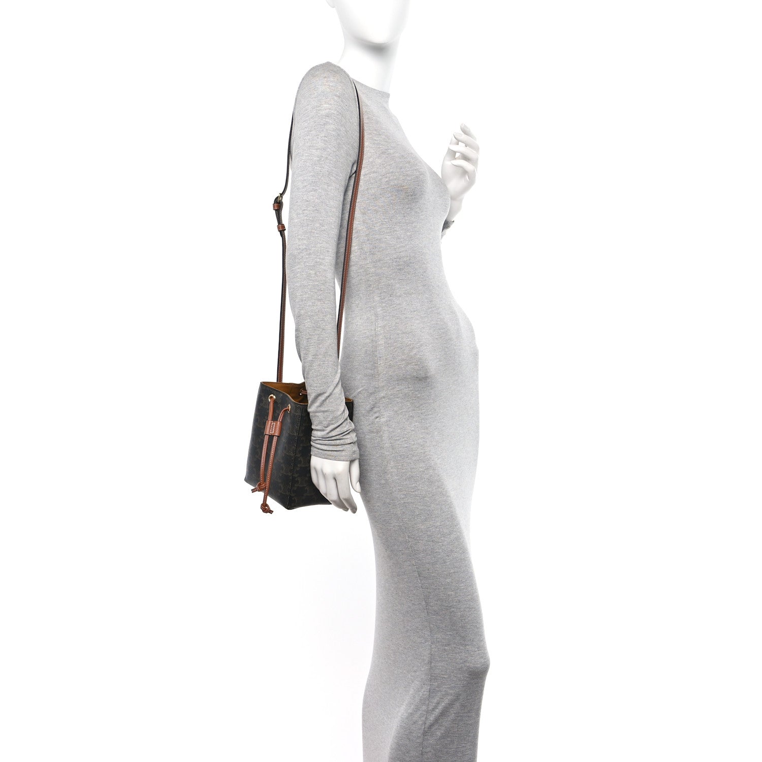 Celine Triomphe Canvas Calfskin Micro Sailor Bag Tan 2 of 10