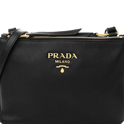 Prada Vitello Phenix Double Zip Crossbody Bag Black 9 of 11