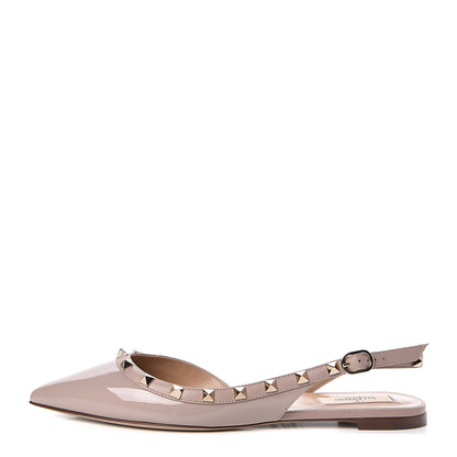 Valentino Garavani Patent Rockstud Slingback Flats 38.5 Poudre 1 of 9