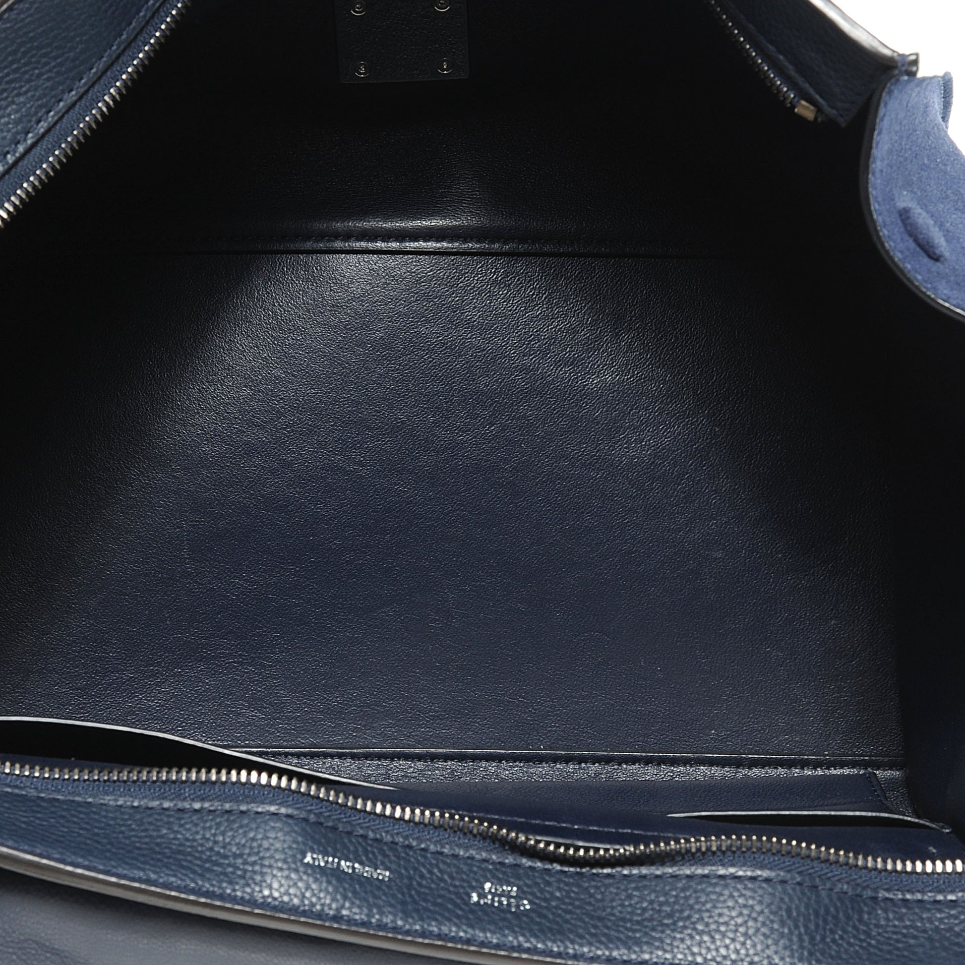 Celine Drummed Leather and Suede Small Trapeze Navy 7 of 8