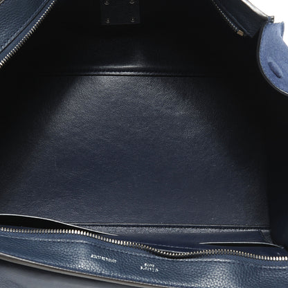 Celine Drummed Leather and Suede Small Trapeze Navy 7 of 8